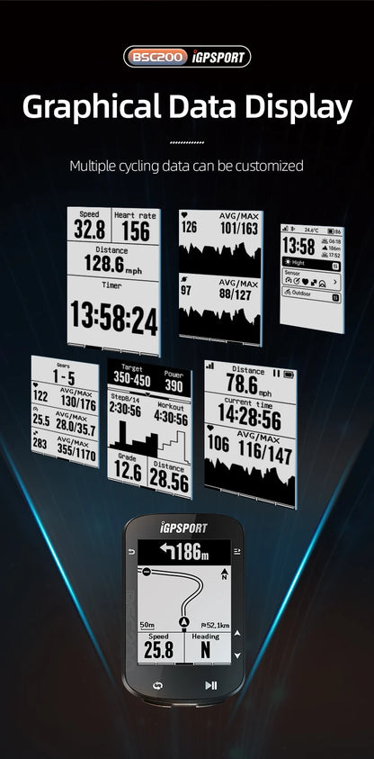 IGPSPORT BSC200 GPS Bicycle Computer Cycling Odometer Wireless Speedometer Route Navigation ANT + Bluetooth5.0