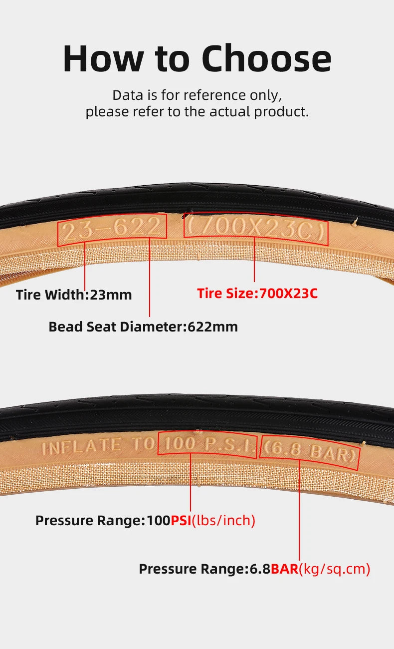 Road Bike High Performance Bicycle Tire Durable Foldable Tires with 60TPI Puncture Resistant for 700×23C Wheels