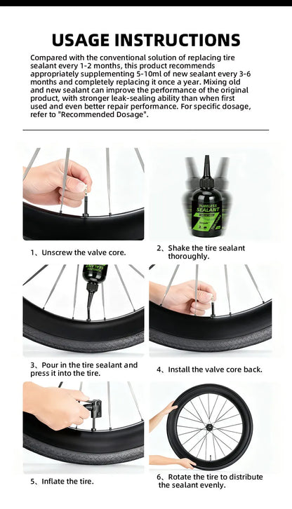 Tubeless Bike Tire Sealant Puncture Repair Fluid Latex Long Lasting Fast Sealing for MTB Road CX Gravel Bicycle Tires