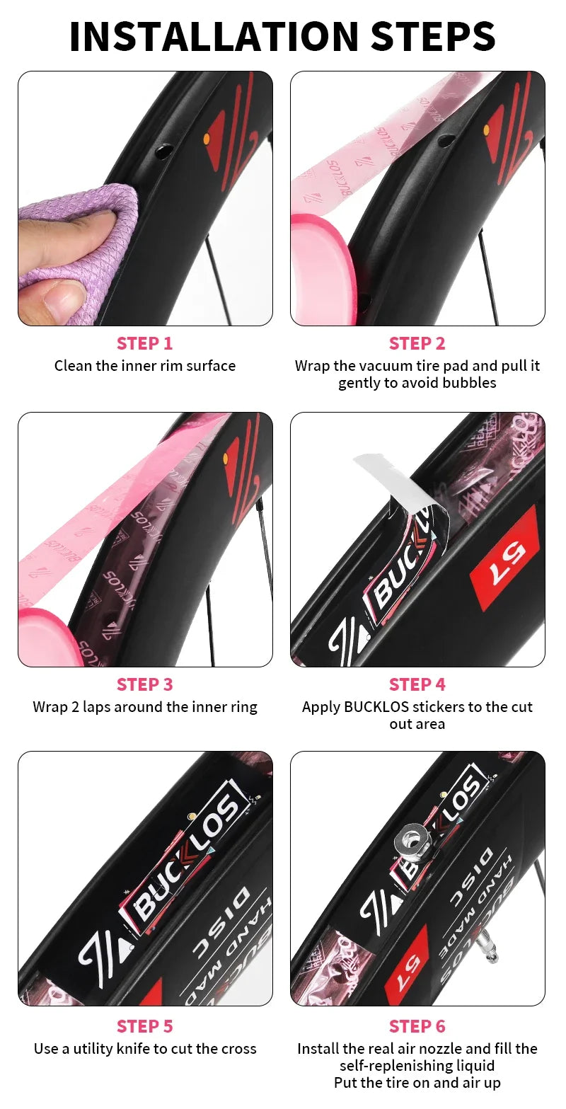 BUCKLOS Bike Tubeless Tape MTB Tubeless Tire Liner Bicycle Rim Strip Wear-Resistant Wheel RimTape 17/19/21/23/25/28/30/32/35mm