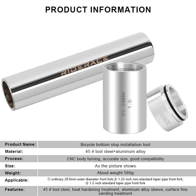 Bicycle Front Fork Replacement Installation Tools Bike Headset Crown Race Tool Anti- Slip Setting System Extension For 28.6mm