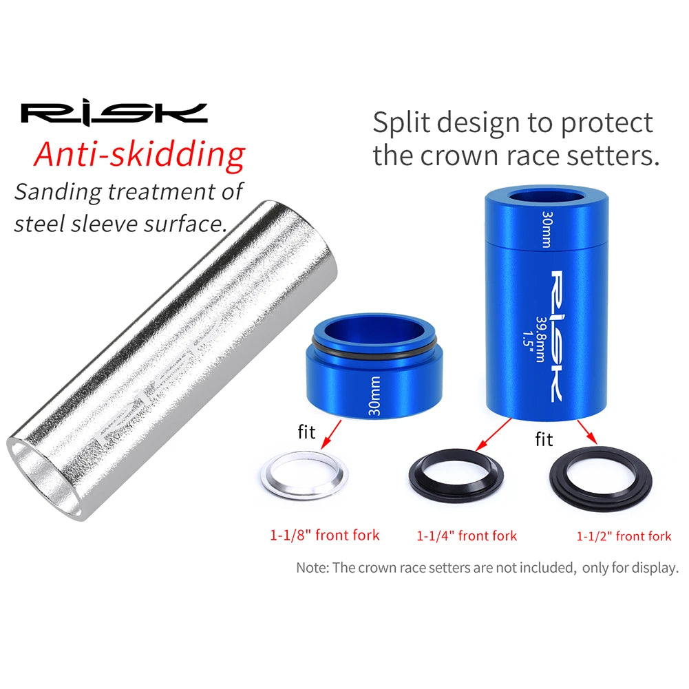 RISK Bicycle Front Fork Crown Installation Tool Practical Mountain Bike Headset Press-Fit Tool Anti-slip Repairing Supplies