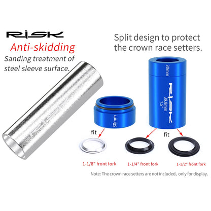 RISK Bicycle Front Fork Crown Installation Tool Practical Mountain Bike Headset Press-Fit Tool Anti-slip Repairing Supplies