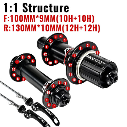 ARC Road Bike Hubs Rim Brake 4 Pawls 48 Clicks Front 100 Rear 130MM  20 24 Holes Ultralight 280g 8-11S