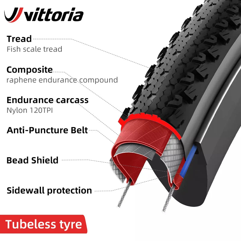 Vittoria Bicycle Road Tubeless Tire 700x33C/37C/40C TERRENO DRY Gravel Endurance 120TPI for Long Distance Cycling