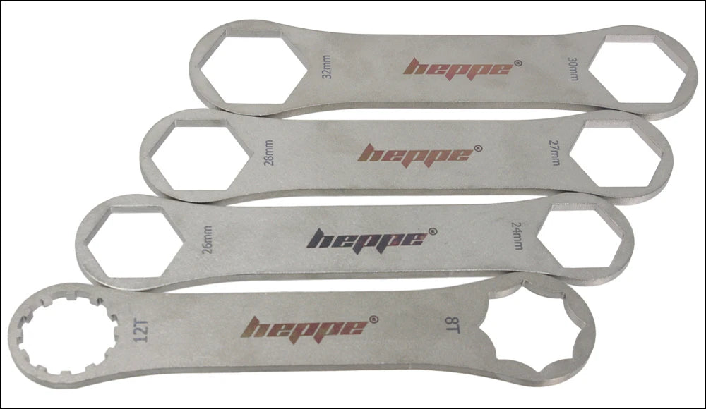 HEPPE Bike Fork Shoulder Wrench Bicycle Front Fork Repair Tool Fork Cap Spanner 8-12T/24/26/27/28/30/32mm for XCR XCT XCM ST RST