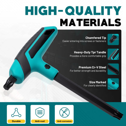 9PCS T-Handle Torx Wrench Set T10-T50 Two-Tip Design Torx Star Wrench DIY & Auto Bike Repair Tool with Storage Rack