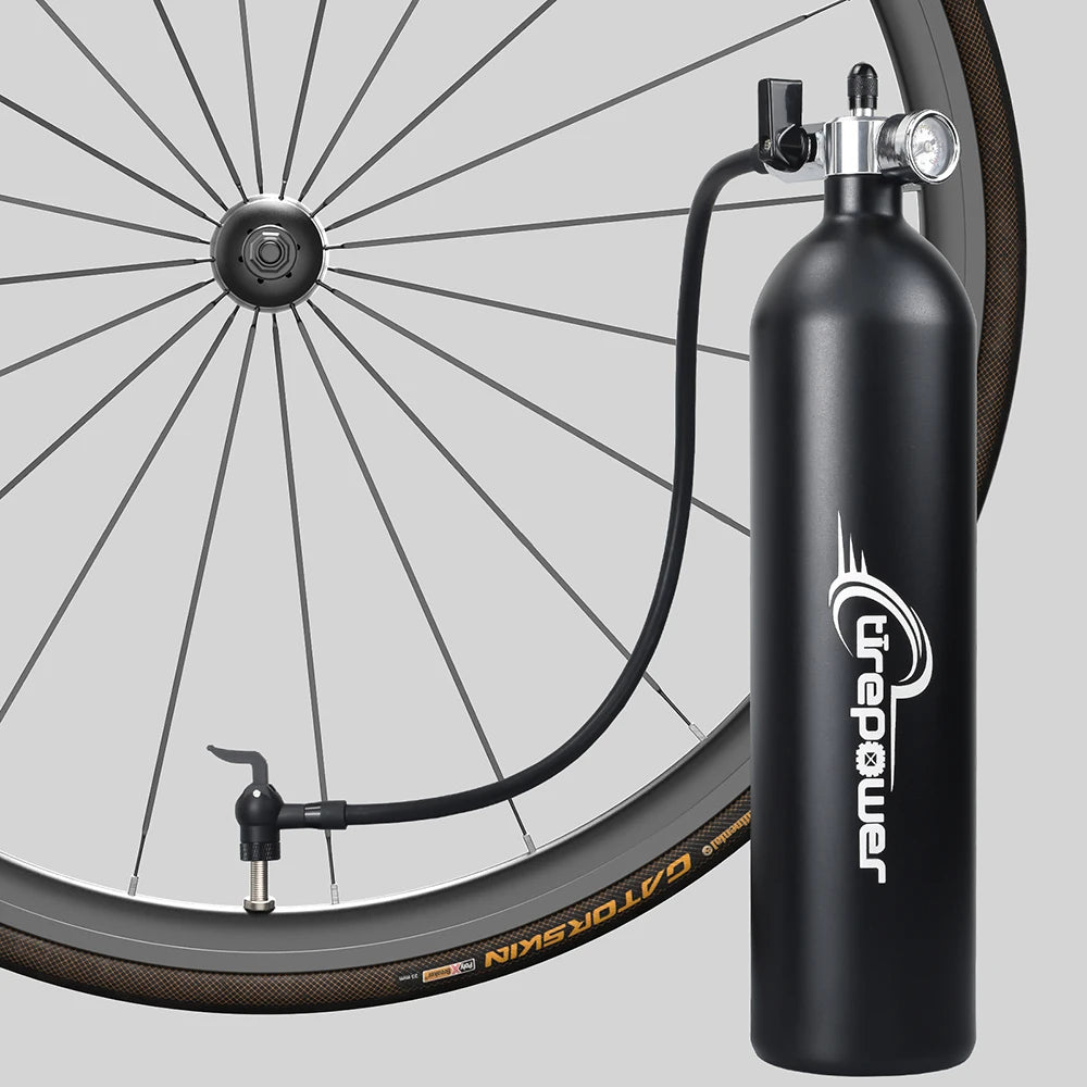Tubeless Tire Inflator 1.2L Tubeless Bike Pump Max 200 PSI Tubeless Booster Compatible with Presta & Schrade Valves for Road MTB