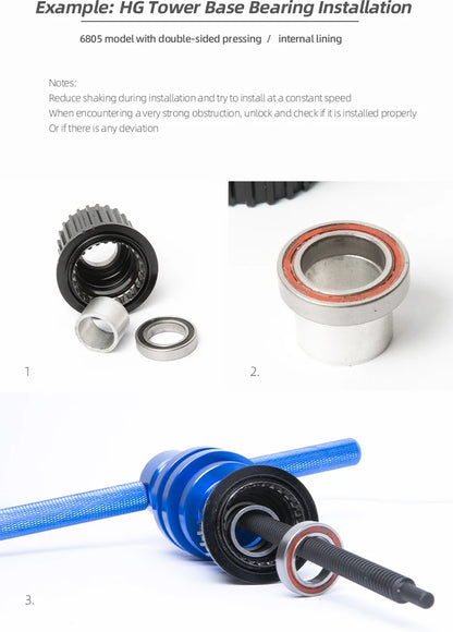 Bicycle Hub/Bottom Bracket Bearing Extractor Installation Press Set