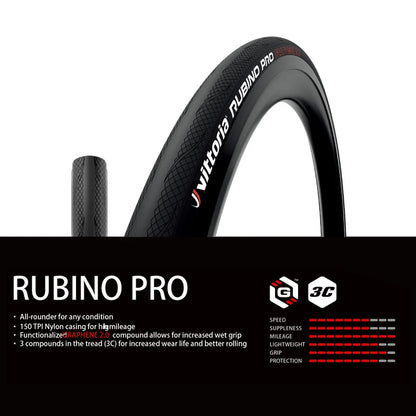 Vittoria RUBINO PRO Road Tire 700×25/28 Graphene 2.0 Tubeless/Clincher Folding Tires 150TPI For 700X28C Road Bicycle Competition