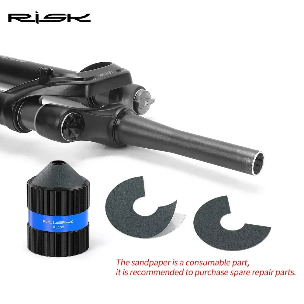 RISK Bicycle Fork Burr Charfer with Sandpaper Internal External Trimmer Bike Tube End Grinding Seatpost Grinder Chamfering Tools