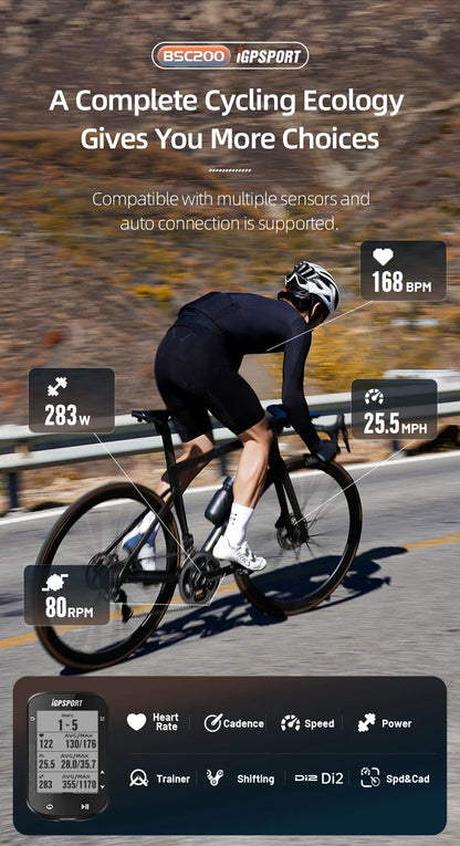 IGPSPORT BSC200 GPS Bicycle Computer Cycling Odometer Wireless Speedometer Route Navigation ANT + Bluetooth5.0