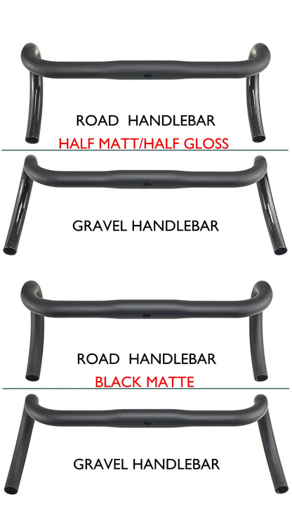 Carbon Fiber Road/Gravel Bike Handlebar, T800 Drop Bar, 380-440mm, 3K, UD