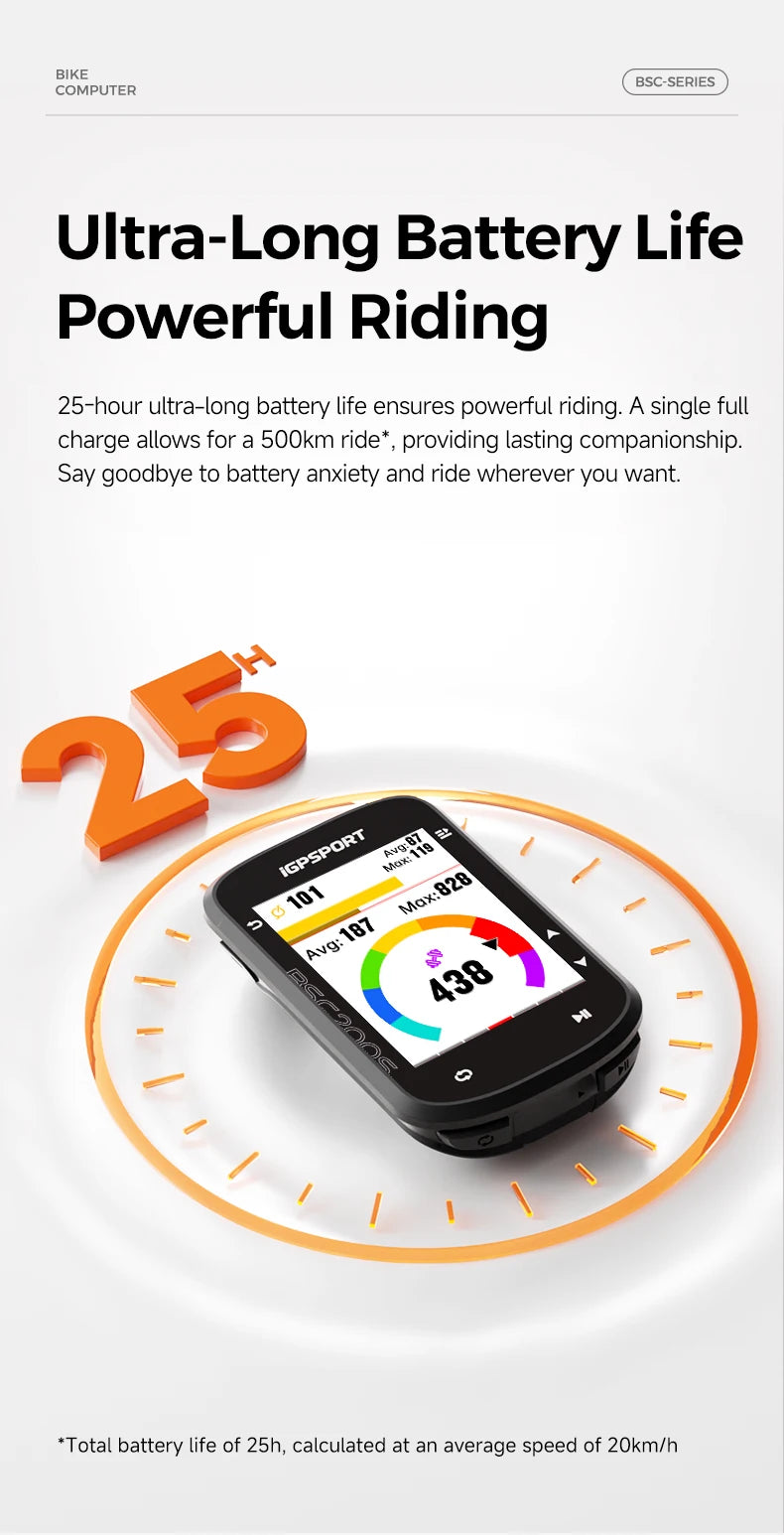 iGPSPORT BSC200S GPS Route Navigation Bike Computer Colorful Screen Wireless Speedometer Odometer Bluetooth Ant+