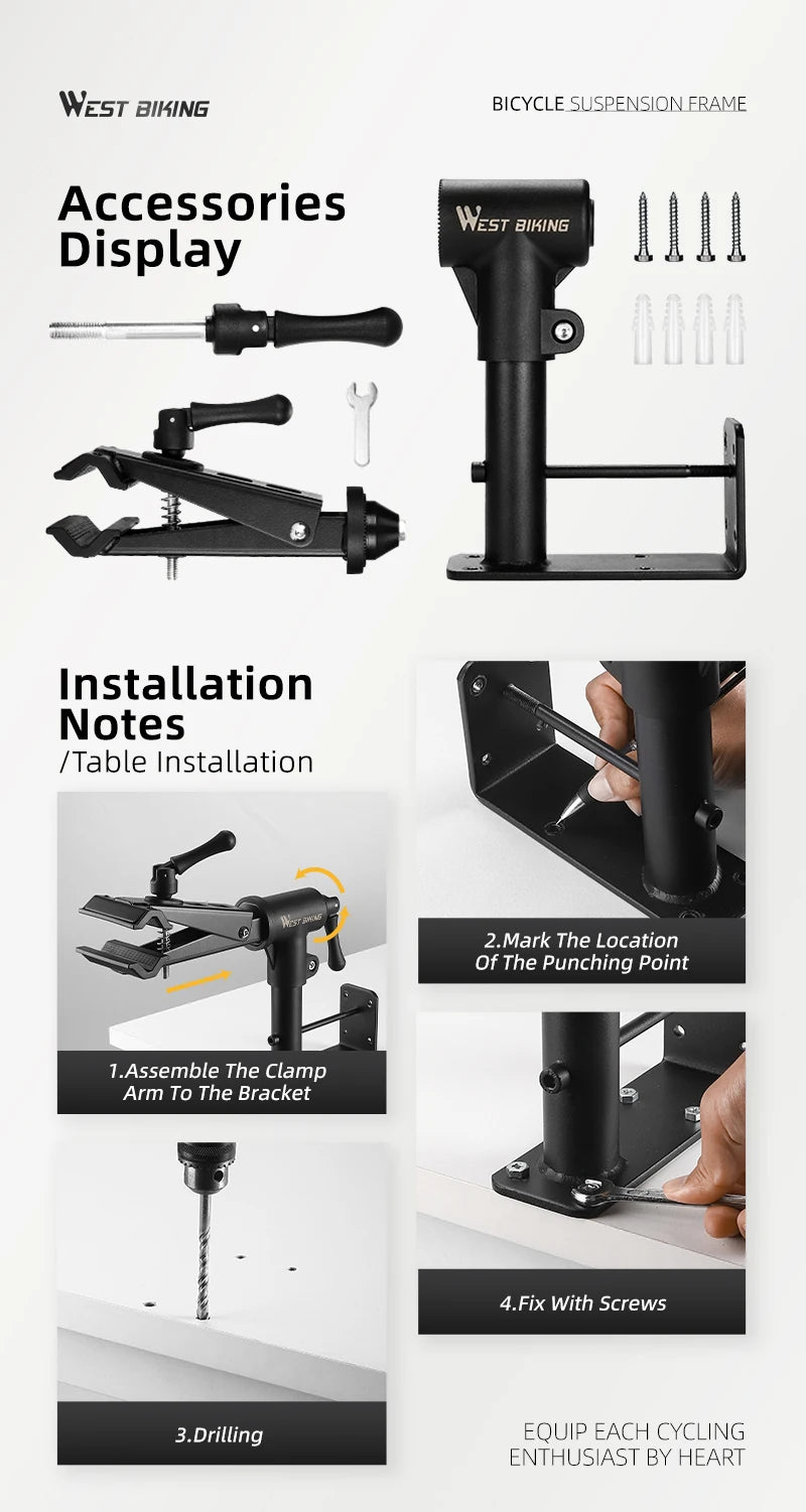WEST BIKING Bench/Wall Mount Bicycle Repair Stand