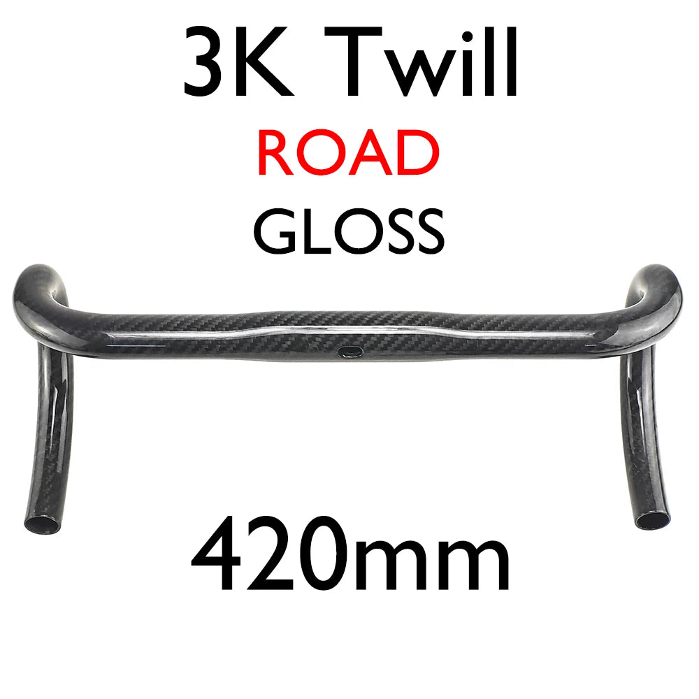 Carbon Fiber Road/Gravel Bike Handlebar, T800 Drop Bar, 380-440mm, 3K, UD