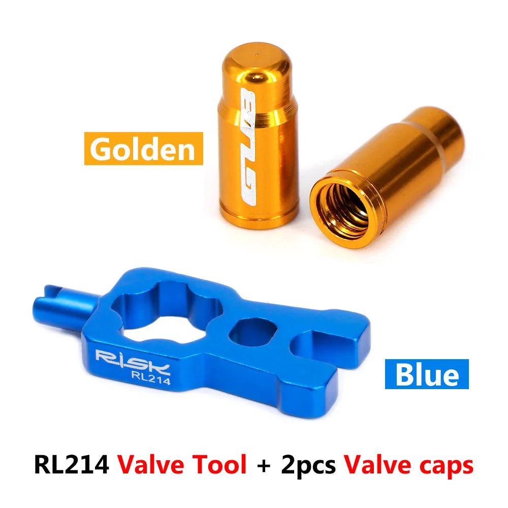 RISK 4 in 1 Bike Valve Core Wrench With 2 Presta Valve cap set Road Bicycle Valve Removal Tool Portable Repair Tools Accessories