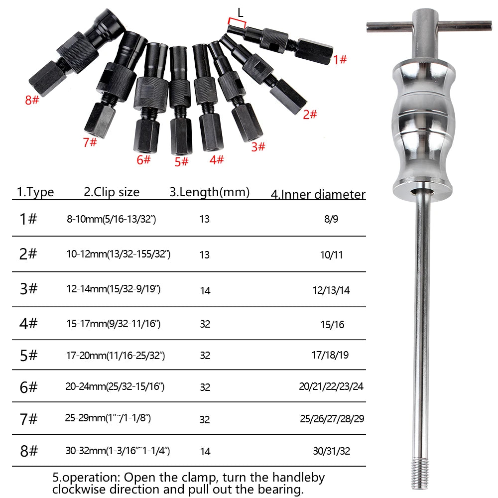 Bearing Pullers 9PCS/set Bearing Removal Tools Blind Hole Bearing Extractor