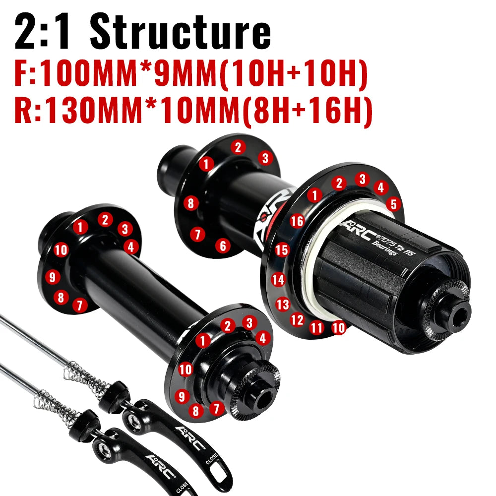 ARC Road Bike Hubs Rim Brake 4 Pawls 48 Clicks Front 100 Rear 130MM  20 24 Holes Ultralight 280g 8-11S