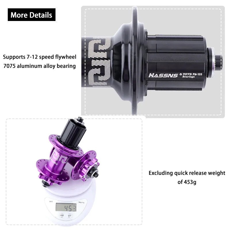 HASSNS  Hub 6-Pawl 72T QR 32H/36H 4-Sealed Bearings Disc Brake Freehub for 7-12 Speed Dirt Jump
