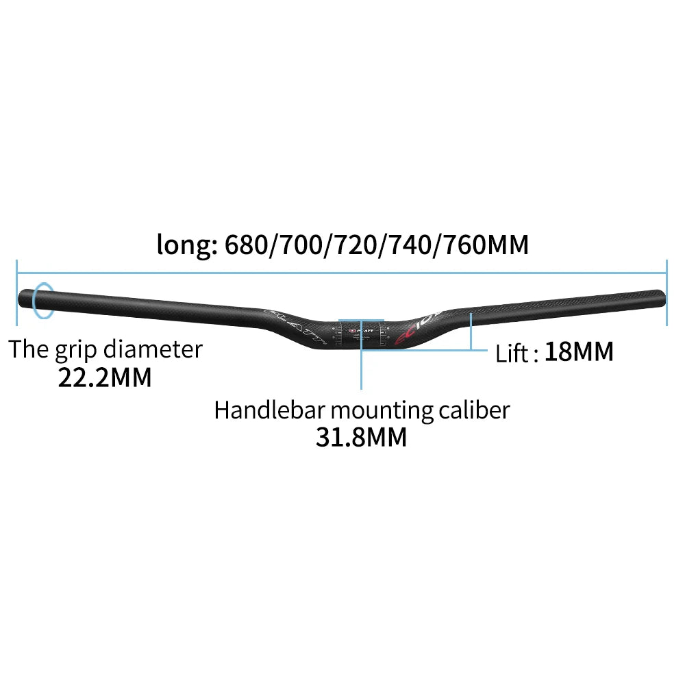 Carbon mountain bike handlebar  MTB 3k 31.8*680 760mm swallow-shaped handlebar