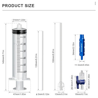 RIDERACE Bicycle Tubeless Tire Liquid Injection Tool 60ml Bike Tire Tubeless Sealant Injector Oil Mineral Change Repair Tools