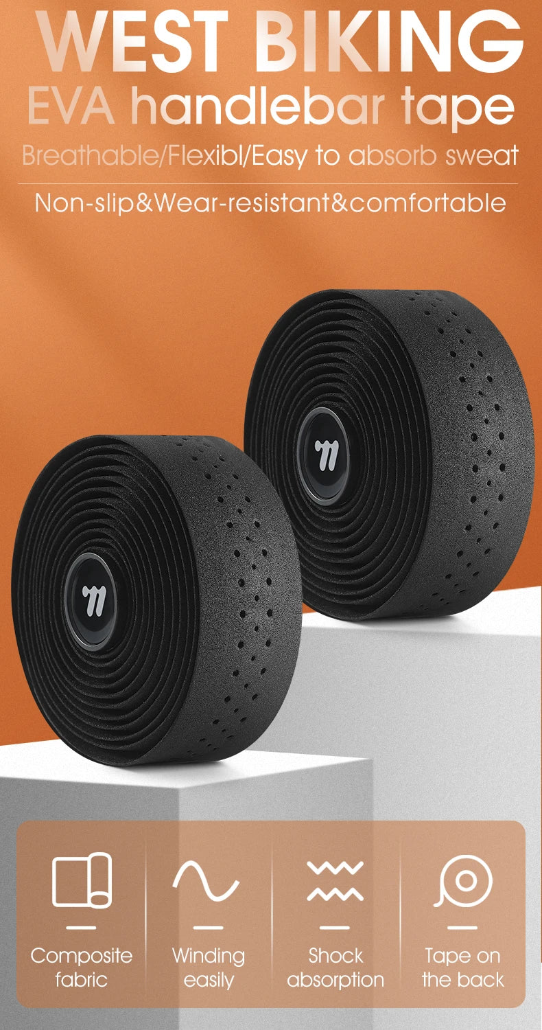 WEST BIKING Bicycle Handlebar Tape EVA High Elastic Bike Bar Tape Breathable Shock Absorption Tapes MTB Road Bike Accessories
