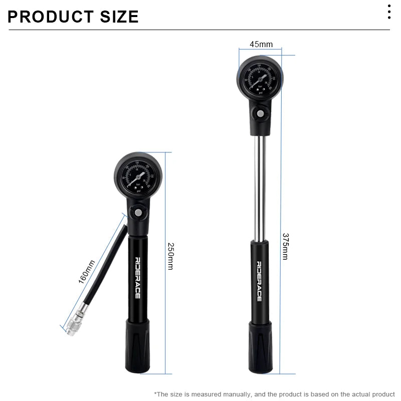 Shock Pump 300PSI Pressure With Gauge Bicycle