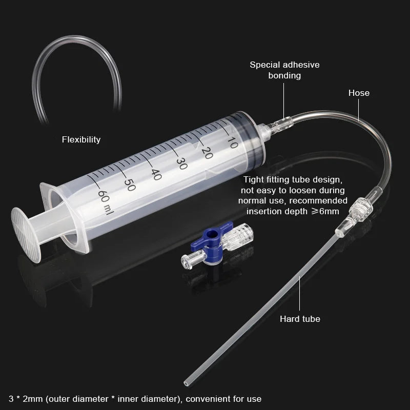 RIDERACE Bicycle Tubeless Tire Liquid Injection Tool 60ml Bike Tire Tubeless Sealant Injector Oil Mineral Change Repair Tools