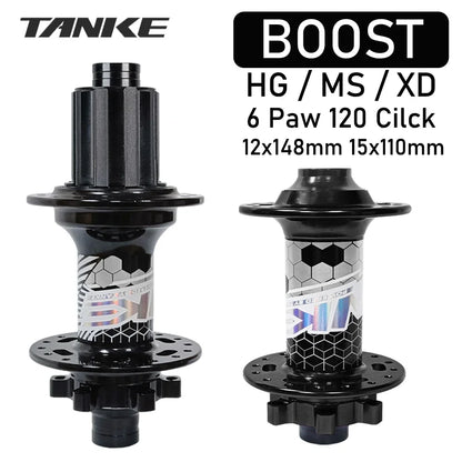 TANKE MTB BOOST 148 Bicycle Hubs 120 Click 6 Claws Bearing 32H 28H HG XD MS Disc Brake Micro Spline 8 9 10 11 12 Speed
