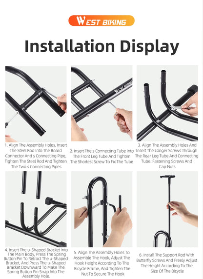 WEST BIKING 3 In 1 Bicycle Parking Rack Multifunctional Bike Indoor Garage Storage Stand MTB Road Bike Maintenance Repair Stand
