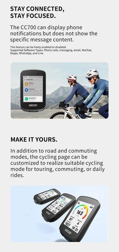 GEOID CC700 Pro Bicycle Computer 2.8-Inch Touchscreen GPS Bike Speedometer with Map Navigation