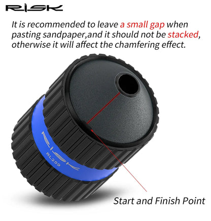 RISK Bicycle Fork Burr Charfer with Sandpaper Internal External Trimmer Bike Tube End Grinding Seatpost Grinder Chamfering Tools