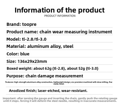 TOOPRE Bicycle Chain Measuring Device Wear Measuring Ruler Mountain Road Bicycle Chain Stretching Detection Tool