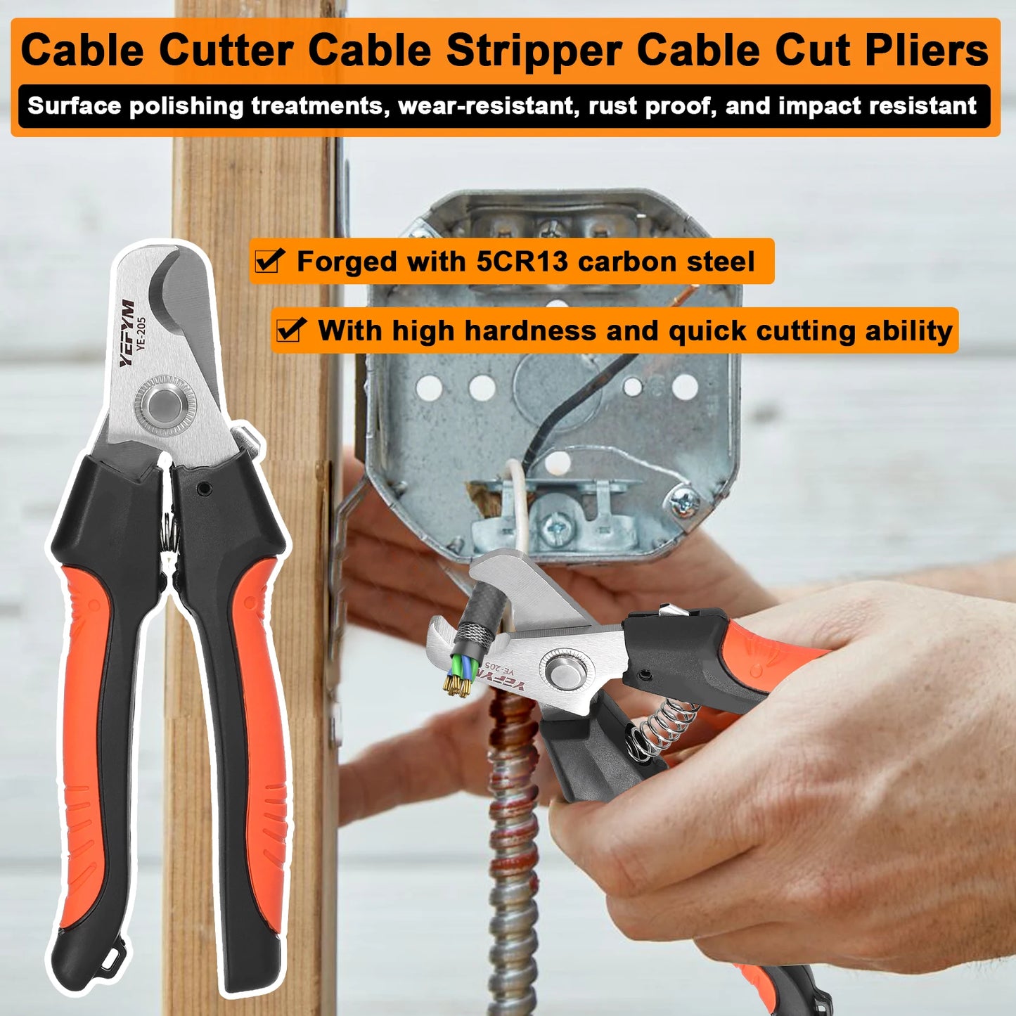 Cable Cutter Cable Stripper Cable Cut Pliers Electrician Wire Cutting Plier Portable Hand Tool Copper Wire Aluminum Wire Cutter