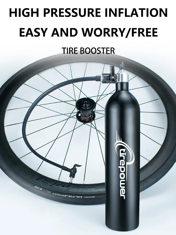 1.3L MTB Road Bike Tubeless Tire Inflator Tyre Air Booster Black Air bottle With Valve Gas Cylinder For Bike Tubeless 29" tire