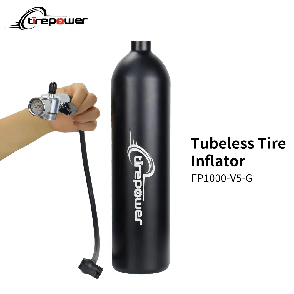Tubeless Tire Inflator 1.2L Tubeless Bike Pump Max 200 PSI Tubeless Booster Compatible with Presta & Schrade Valves for Road MTB