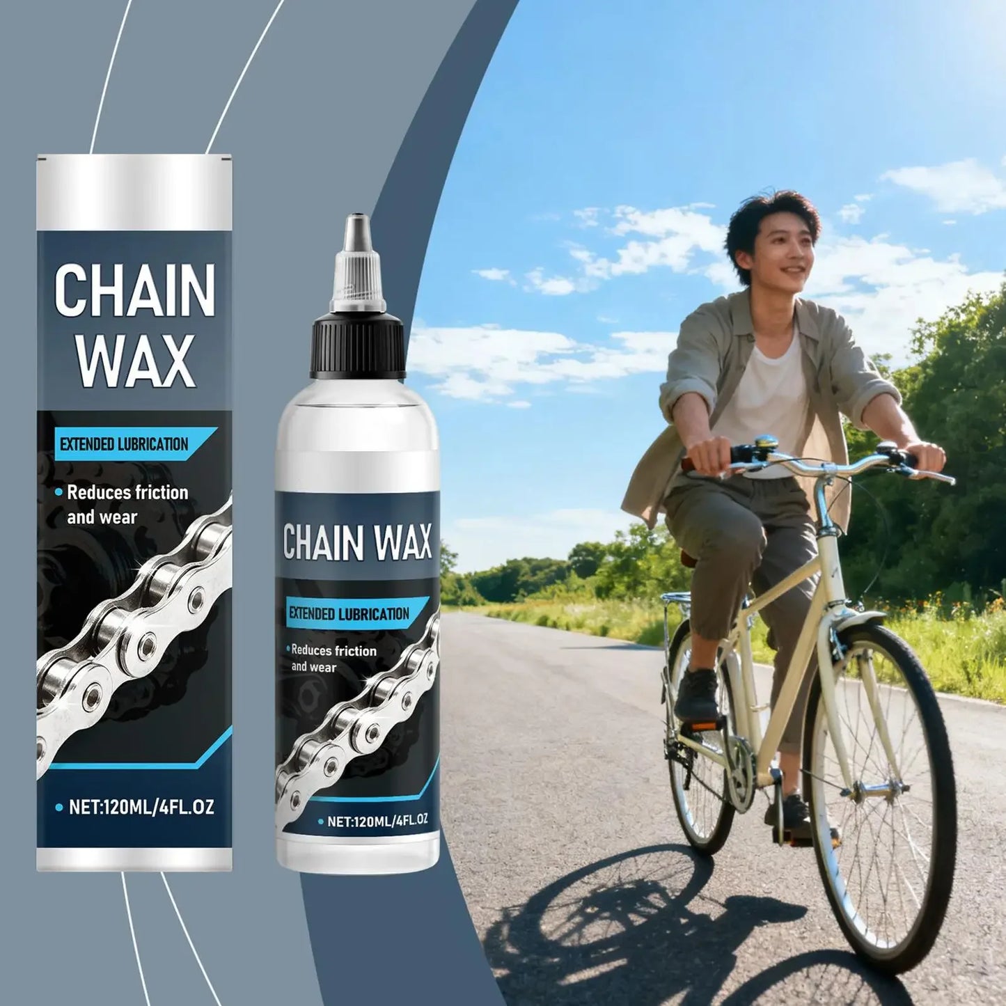 120ml Wax Based Bike Chain Lube MTB Motorcycle Lubricant for Dry/Wet Conditions Chain Cleaner Maintenance