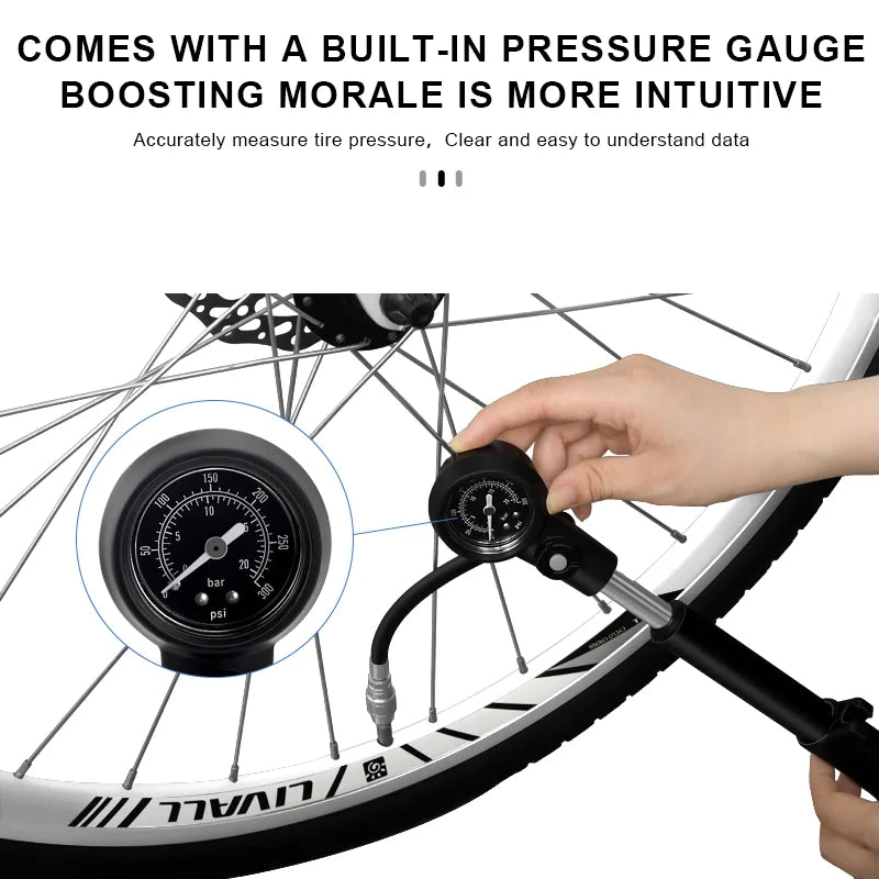 Shock Pump 300PSI Pressure With Gauge Bicycle
