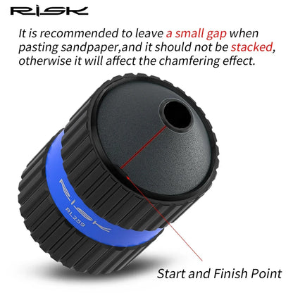 RISK Bicycle Fork Burr Charfer with Sandpaper Internal External Trimmer Bike Tube End Grinding Seatpost Grinder Chamfering Tools