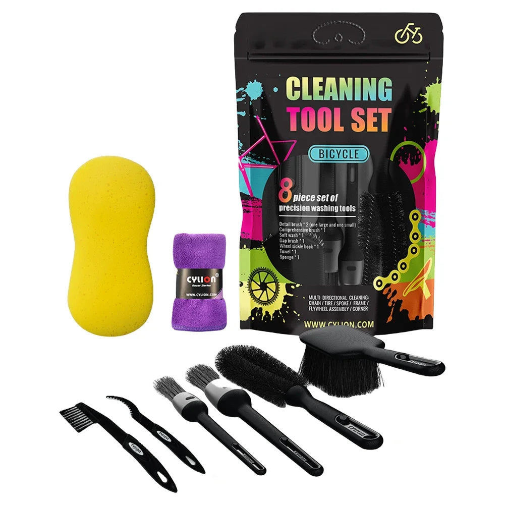 Bike Cleaning Tool Set Brush Kit for Mountain Road City BMX and Folding Bicycle Maintenance