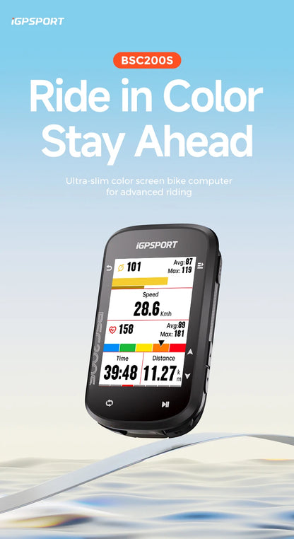 iGPSPORT BSC200S GPS Route Navigation Bike Computer Colorful Screen Wireless Speedometer Odometer Bluetooth Ant+