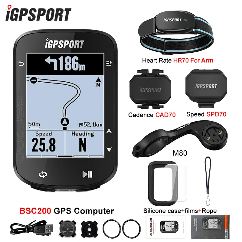 IGPSPORT BSC200 GPS Bicycle Computer Cycling Wireless Speedometer Route Navigation ANT+ Bluetooth 5.0 Accessories