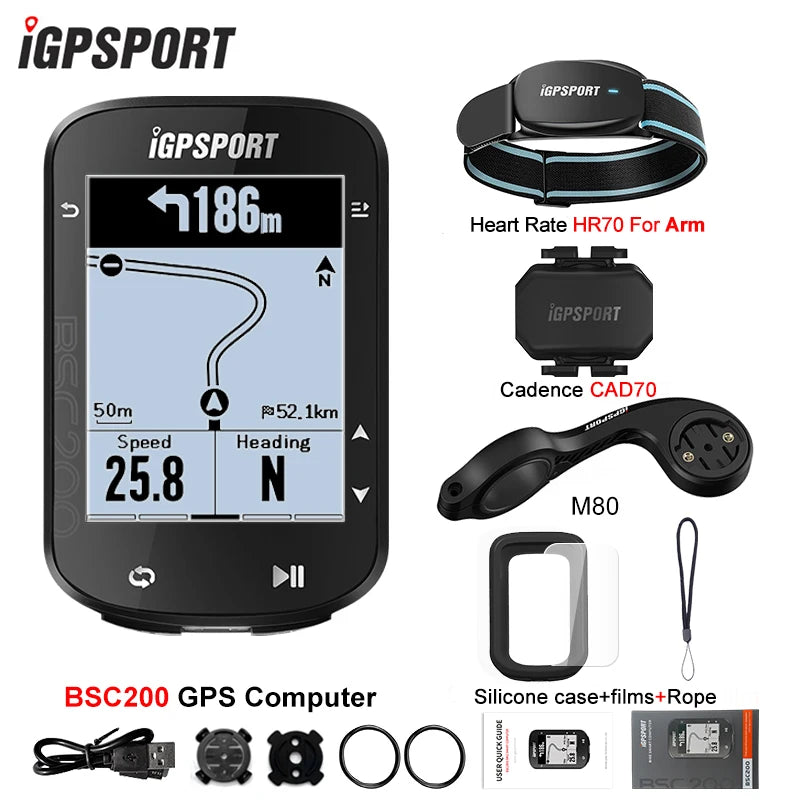 IGPSPORT BSC200 GPS Bicycle Computer Cycling Wireless Speedometer Route Navigation ANT+ Bluetooth 5.0 Accessories