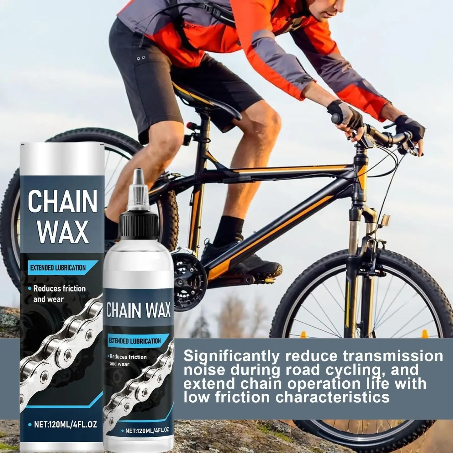 120ml Wax Based Bike Chain Lube MTB Motorcycle Lubricant for Dry/Wet Conditions Chain Cleaner Maintenance