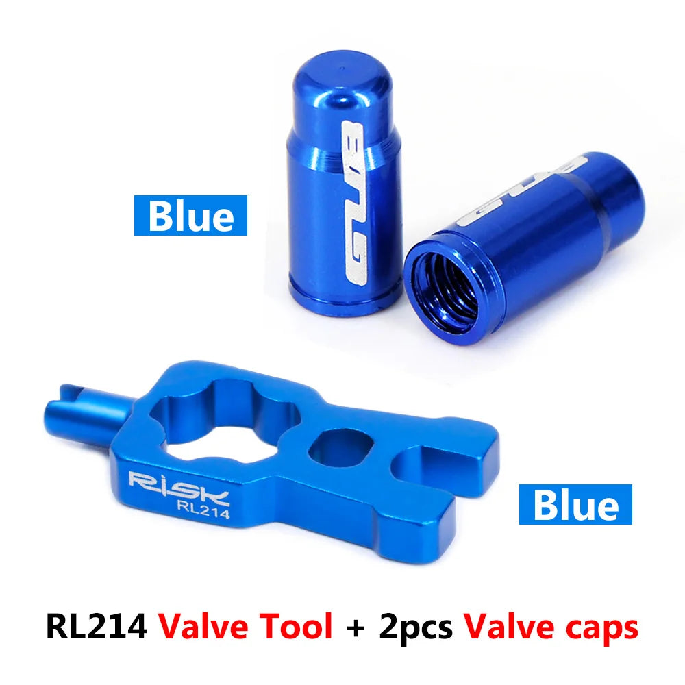 RISK 4 in 1 Bike Valve Core Wrench With 2 Presta Valve cap set Road Bicycle Valve Removal Tool Portable Repair Tools Accessories