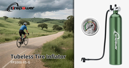 Tubeless Tire Inflator 1.2L Tubeless Bike Pump Max 200 PSI Tubeless Booster Compatible with Presta & Schrade Valves for Road MTB