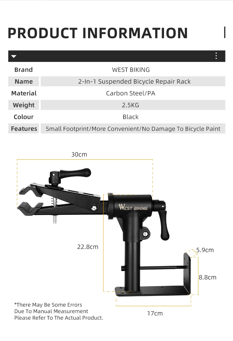WEST BIKING Bench/Wall Mount Bicycle Repair Stand