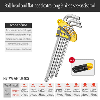 Internal Hex Wrench Set L Wrench Set Suitable for Home and Workplace Hex Wrench Set 1.5mm to 10mm Hex Wrench Manual Repair Tool