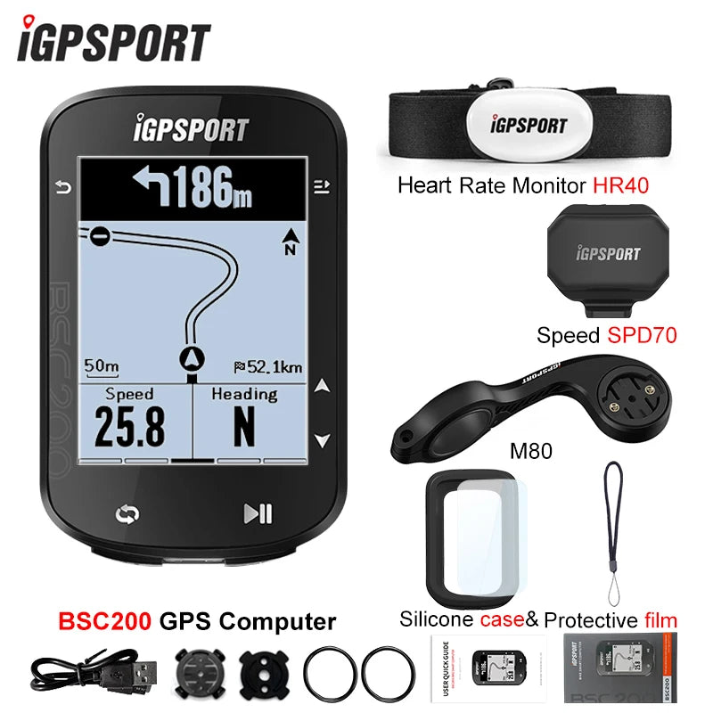 IGPSPORT BSC200 GPS Bicycle Computer Cycling Wireless Speedometer Route Navigation ANT+ Bluetooth 5.0 Accessories